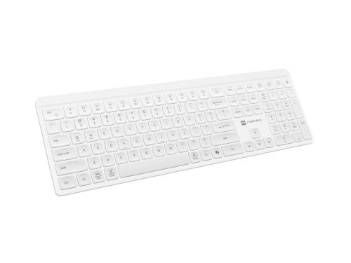 Клавиатура Natec Wireless Keyboard Tang US, BT+2.4GHz, Silent, Slim, White