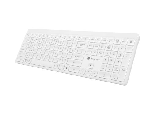 Клавиатура Natec Wireless Keyboard Tang US, BT+2.4GHz, Silent, Slim, White