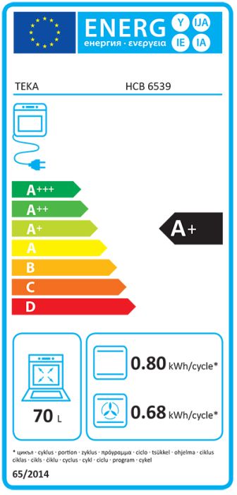 Фурна за вграждане TEKA HCB 6539 – 70 литра, 9 функции, Hydroclean® PRO, клас A+