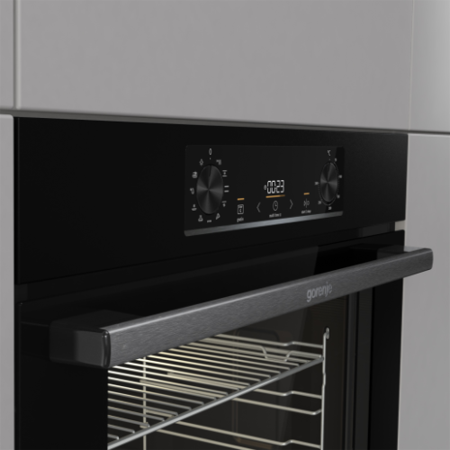 Фурна за вграждане Gorenje BO6735E05B – 77 литра, функция „Пица“, телескопични водачи, клас A