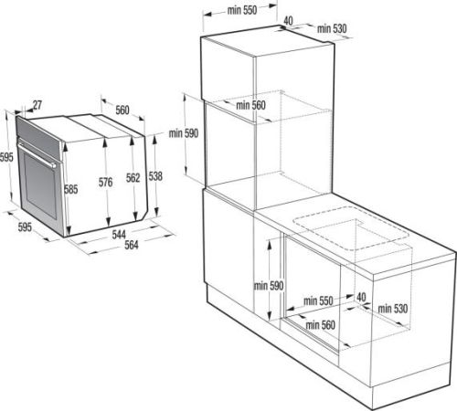 Фурна за вграждане Gorenje BO6735E05B – 77 литра, функция „Пица“, телескопични водачи, клас A