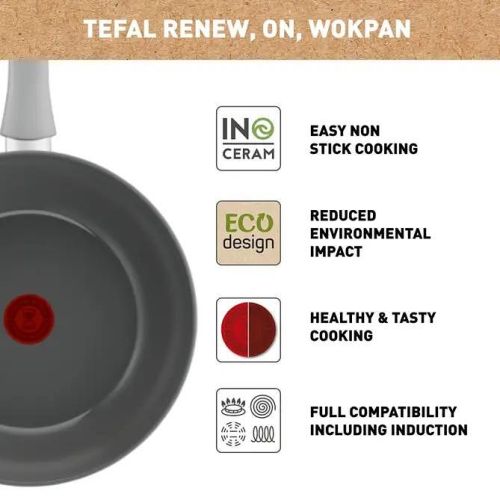 Уок тиган Tefal C4271932 – 28 см, алуминий, керамично покритие, подходящ за всички котлони