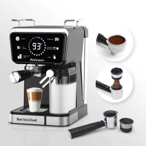 Кафемашина Rohnson R-98082 Hot&Cold Barista Dual – 20 bar, 1350 W, горещо и студено еспресо, автоматична пяна