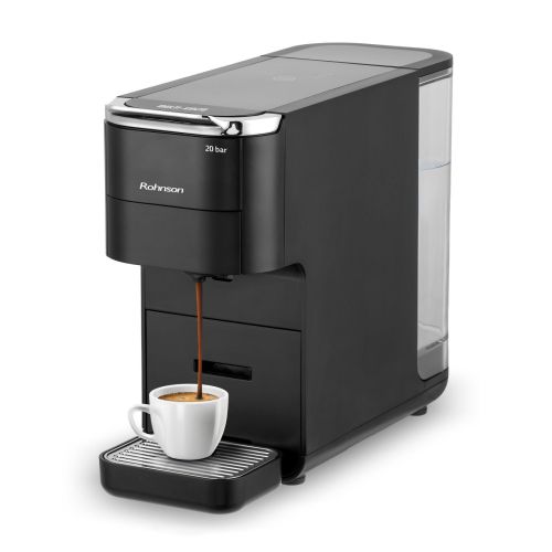 Мултикапсулна кафемашина Rohnson R-98055 – 20 bar, 1.5 L резервоар, 7 програми, Nespresso/Dolce Gusto/Lavazza Blue/ESE/мляно кафе