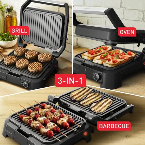 Контактен грил Tefal SuperGrill 3in1 – електрическа скара 3 в 1 с BBQ и фурна, 2000 W, регулируем термостат