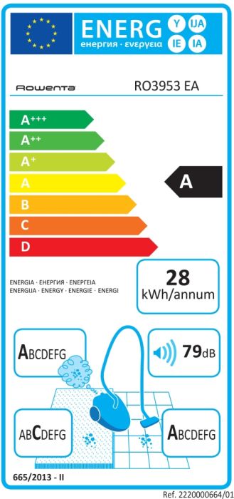 Прахосмукачка Rowenta RO3953EA, Compact Power parquet ACAA, 75db, H+ bag, SPA upgrade suction head, TTM + XL with brush, parquet + crevice tool 2 in 1 + upholstery nozzle, color red