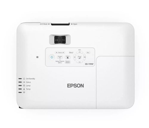 Мултимедиен проектор Epson EB-1795F, 3LCD, Ultra mobile, Full HD 1080p, 1920 x 1080, 16:9, 3 200 lumen, 10 000 : 1, VGA, HDMI, NFC, Wireless LAN, 1.83 kg, Carrying Case, 0 months/8 000h, lamp: 60 months/1 000h