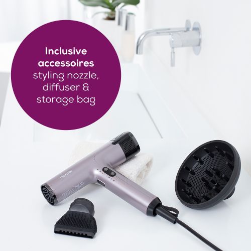 Сешоар Beurer HC 100 Excellence Hair dryer, ECO technology, lightweight and ergonomic, Slim, magnetic nozzle and diffuser, Ion function, 4 temperature and blower settings, Integrated memory function