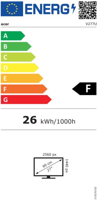 Монитор Acer Vero V277UGbmiipx, 27'' QHD (2560x1440) IPS, ZeroFrame, 120Hz, 1ms (VRB), HDR10, AdaptiveSync,350 nits, 2xHDMI,Speakers, DP, Audio Out, VisionCare 2.0, Eco Design, Energy Class E, Black, 3Y