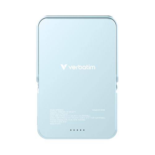 Външна батерия Verbatim Charge 'n' Go Power Bank with Stand Magnetic Wireless 10000mAh Blue