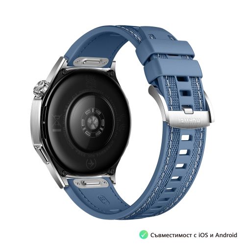 Часовник Huawei Watch GT5  Vili-B19W, 1.43", Amoled 466x466 PPI 326, BT5.2 BLE/BR/EDR, 5ATM, 524mAh, Screenshot sharing, support message input, message notifications, Battery life up to 14 days, Compatible with iOS and Android devices, Blue Woven