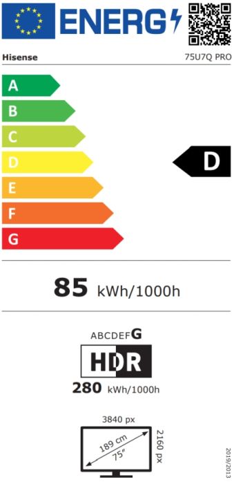 Телевизор Hisense 75"U7Q Pro, 4K Ultra HD 3840x2160, ULED, FALD, Quantum Dot, 165Hz, IPS, HDR 10+, HLG, Dolby Vision IQ, Dolby Atmos, Smart TV, WiFi 5GHz, WiFi Direct, BT, Anyview Cast,light sensor,Solar Powered Remote, 4xHDMI, 2xUSB, LAN, CI+, DVB-T2/C/S