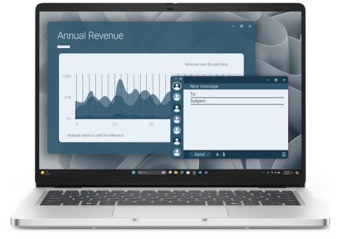 Лаптоп Dell Pro 14 PC14255, AMD Ryzen AI 5 PRO 340 (22 MB cache, 6cores, up to 4.8 GHz, 50 TOPS NPU), 14" FHD+(1920x1200) IPS, 300nits AG, 16 GB: 1 x 16 GB, DDR5, 5600 MT/s, 512 GB SSD, AMD Radeon 840M graphics, FHD HDR IR Cam and Mic, Wi-Fi 6E, FPR, Back