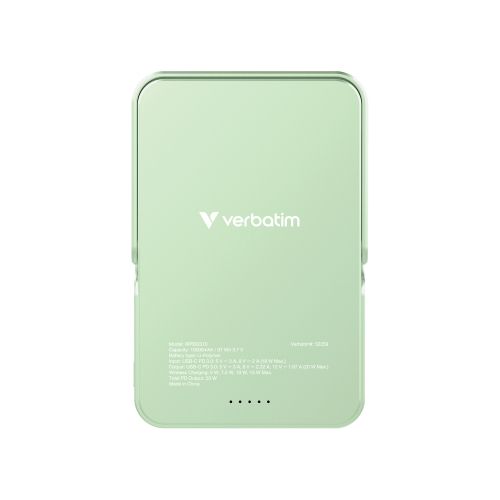 Външна батерия Verbatim Charge 'n' Go Power Bank with Stand Magnetic Wireless 10000mAh Green