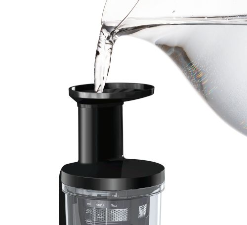 Сокоизстисквачка Bosch MESM500W, Slow juicer VitaExtract 150 W, 55 rpm, 1 speed + reverse function, tritan screw, MixControl lever, juice container 1 l, pulp container 1,3l, 2 filters (fine, coarse), white / black