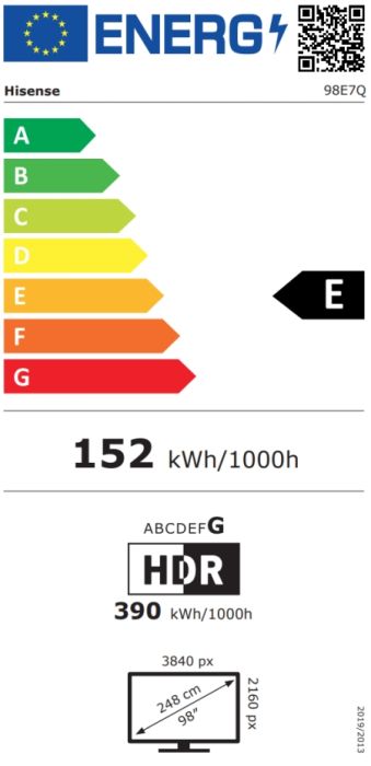 Телевизор Hisense 98" E7Q, 4K Ultra HD 3840x2160, Quantum Dot, 144Hz, Light Sensor,IPS, HDR 10+, HLG, Dolby Vision IQ, Dolby Atmos, Smart TV, WiFi 5GHz, WiFi Direct, BT, Anyview Cast, 4xHDMI, 2xUSB, LAN, CI+, DVB-T2/C/S2, Black