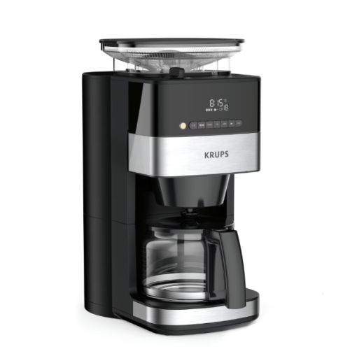 Кафемашина Krups KM832810 Grind & Brew, metalic grinder, 3 grinding settings, digital display, timer, 1.25L