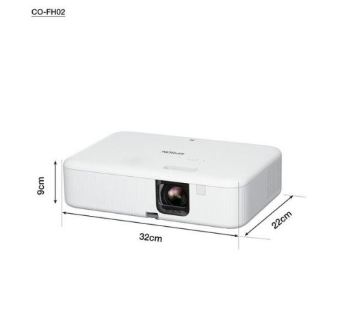 Мултимедиен проектор Epson CO-FH02, Full HD 1080p (1920 x 1080, 16:9), 3000 ANSI lumens, 16 000:1, USB 2.0, HDMI, Android TV, Lamp warr: 24 months, White + Sunne Universal Ceiling Projector Bracket, max. 20kg, extension