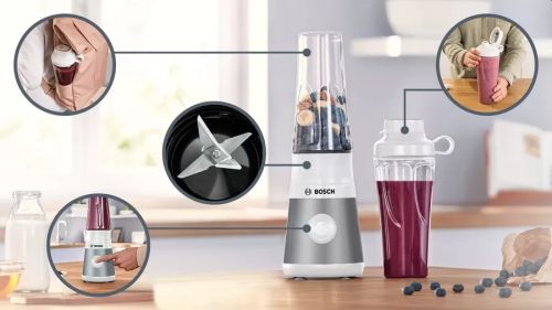 Блендер Bosch MMB2111T, Blender VitaPower Series 2, 0,6 L, 450 W, ToGo bottle from Tritan, Silver