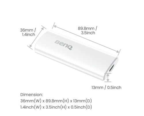 Аксесоар BENQ QS02, Certified Android TV Dongle, ANDROID TV DOGNLE PRJ QS02, It works with HDMI-certified TVs and displays, Multi-platform wireless casting for Android, iPhone, iPad, Mac, Windows computer, or Chromebook