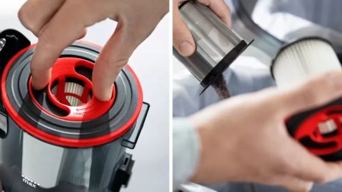 Прахосмукачка Bosch BBS711ANM, Cordless Handstick Vacuum Cleaner, Unlimited 7 ProAnimal, TurboSpin motor, 82 dB(A), 3.0 Ah battery, 18.0V, AllFloor ProAnimal Brush with LED, Red