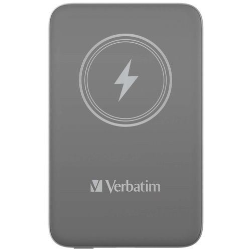 Външна батерия Verbatim MCP-10GY Power Pack 10000 mAh with UBS-C PD 20W / Magnetic Wireless Charging 15W Grey