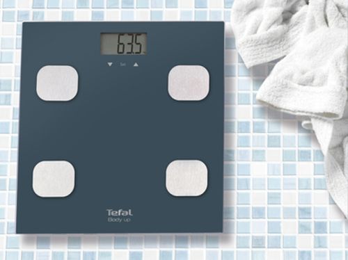 Везна Tefal BM2520V0, Body Up scale, classic design, monitoring weight, fat mass in % and BMI, 150kg / 100g, 8 users memories, auto ON/OFF, tempered glass, 1 x CR3032