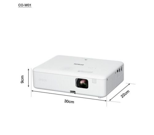 Мултимедиен проектор Epson CO-W01, WXGA (1024 x 768, 16:10), 3 000 ANSI lumens, 15 000:1, VGA, HDMI, USB, 24 months, Lamp: 12 months or 1 000 h, White + Sunne Universal Ceiling Projector Bracket, max. 20kg, extension