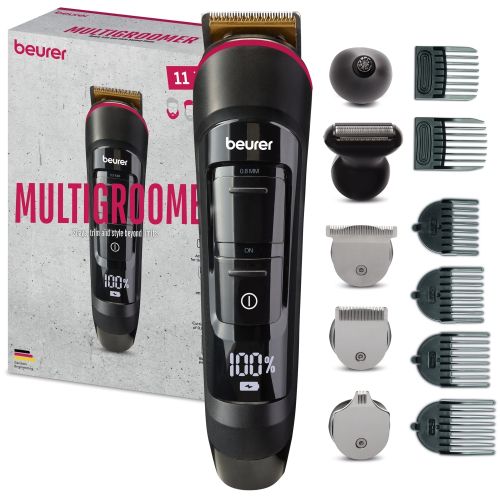 Машинка за подстригване Beurer MN9X body groomer, 11 attachments with 16 cutting lengths for trimming and shaving on the entire body, Waterproof (IPX7),  Quick-charge function, LED display, Incl. practical hard case