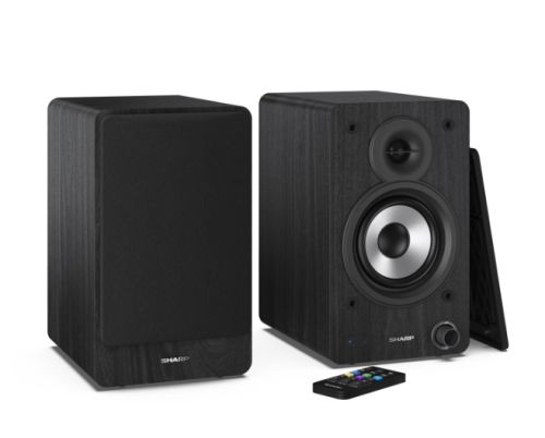 Аудио система Sharp Audio Systems CP-SS30(BK), Hifi Systems BOOKSHELF SPEAKERS 60W (2 x 30W) RMS 2, Bluetooth v5.0, USB playback, MP3 Audio decoder, RCA L/R In, 3.5mm Aux-in / line-in, Digital optical-in, Wooden speaker, Black