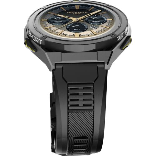 Часовник HiFuture Active Black Yellow, *1.43"  AMOLED, Dual Band GPS +Compass + Altimeter 466*466, Powered by Dual Core & Syntra AI, Bluetooth Call, 5ATM Waterproof, 24/7 True Heart Rate & Blood Oxygen Sensor, Up to 10 days daily use