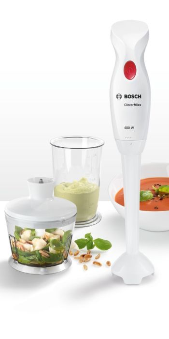 Пасатор Bosch MSM14200, Blender, CleverMixx, 400 W, Included transparent jug & chopper, White, deep red