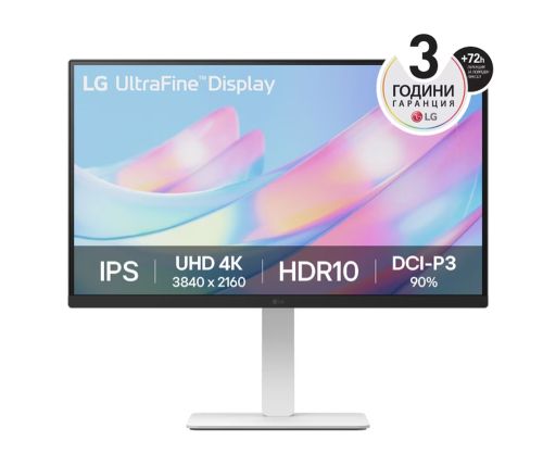 Монитор LG 27US550-W, 27" UHD 4K, IPS Panel Anti-Glare, 5ms, 1000:1, 300cd/m, 3840x2160, DCI-P3 90% t, HDR 10, HDMI, DisplayPort, Dynamic Action Sync, LG Switch,  Headphone out, Height / Pivot / Tilt Adjustable Stand, Black/White