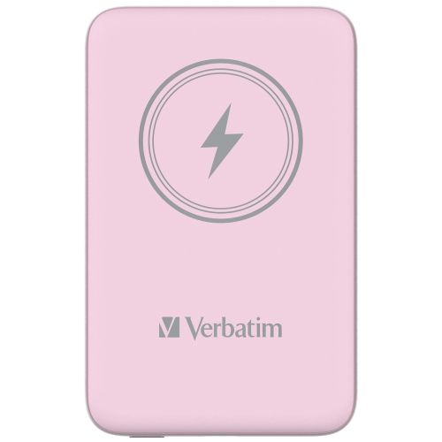 Външна батерия Verbatim MCP-10PK Power Pack 10000 mAh with UBS-C PD 20W / Magnetic Wireless Charging 15W Pink