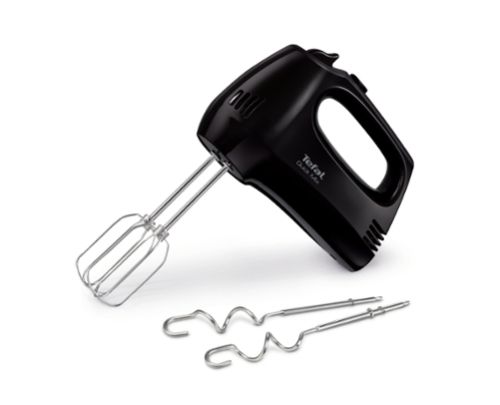 Миксер Tefal HT310838, Hand Mixer, 300W, 5 Speeds + turbo,  2 Beaters, 2 Dough hooks, black