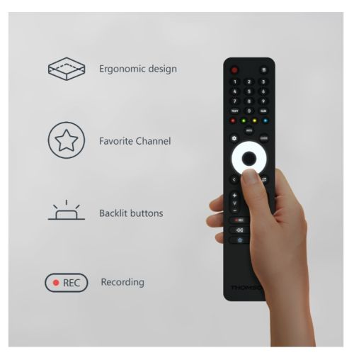 Телевизор Thomson 32"HD Easy TV; 1366 x 768 (HD), DLED, 60 Hz, DVB-T/T2/C/S/S2,HDMI 3 (1.4), USB 2 (2.0), S/PDIF 1x coaxial, AV IN, Hotel mode, Side Feet, Black