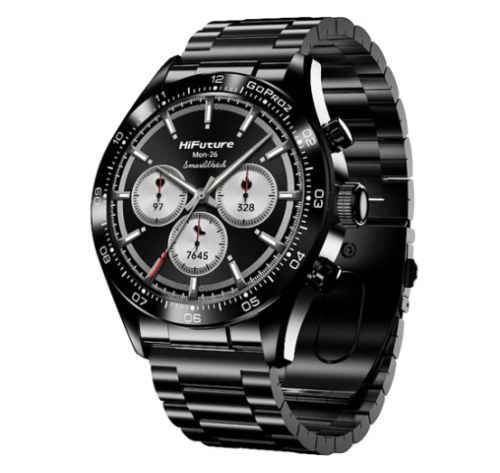 Часовник HiFuture Go pro 2 Black, 1.32" AMOLED, 466*466, Powered by Dual Core & Syntra AI, Bluetooth Call, 1ATM Waterproof, Sixth Generation Health Sensor, Stainless Steel, Up to 10 days daily use