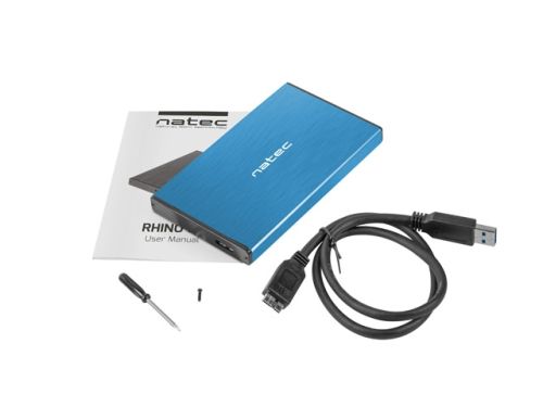 Кутия за твърд диск Natec External HDD/SSD Enclosure Rhino Go SATA 2.5" USB 3.0 Blue