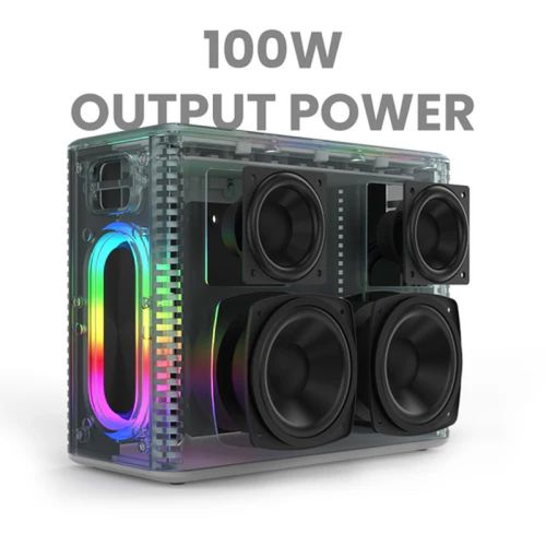 Тонколони HiFuture MusicBox Black, 3-Way Speaker System, 100W Output, Built-in DynaBoost Bass Technology, Built-in DC12V Non-Stop Playing Power Socket, Enable Karaoke Dancing Light, Up to 8 Hours Playtime, Bluetooth 5.3, Pair to Play (TWS Mode)