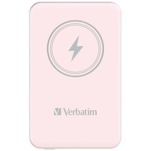 Външна батерия Verbatim MCP-5PK Power Pack 5000 mAh with UBS-C PD 20W / Magnetic Wireless Charging 15W Pink
