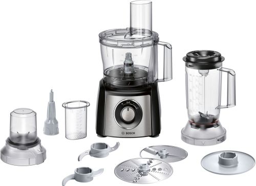 Кухненски робот Bosch MCM3501M, Food processor, MultiTalent 3, 800 W, add. Mixer attachment, Chopper, Grinder, Dough Tool, Black, Brushed stainless steel