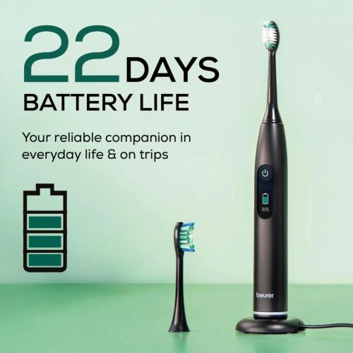 Електрическа четка за зъби Beurer SC 50 midnight ink, Electric Sonic Toothbrush, up to 80,000 mov/min, 5 cleaning programs: Clean, Sensitive, Polish, Gum Care, Whiten, Pressure sensor , 2-min. timer, Incl. 2 toothbrush heads and magnetic charging plate, 2