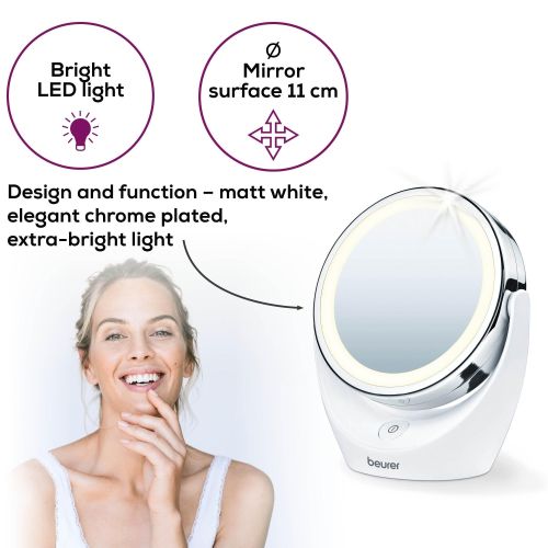 Козметично огледало Beurer BS 49 lluminated cosmetic mirror; 12 LEDs; 5 x zoom; 2 mirrors; 11 cm